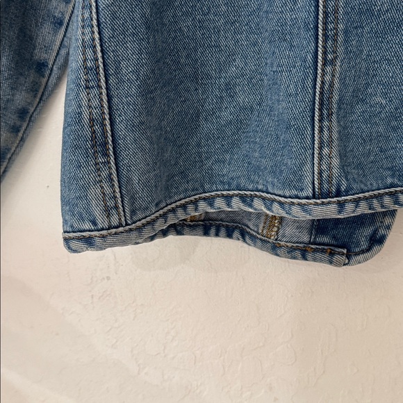 Vintage Faconnable Medium 100% Cotton Fitted Denim Jacket Light Waist Flare - Picture 7 of 9